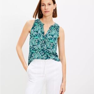 LOFT 
Paisley Henley Mixed Media Shell